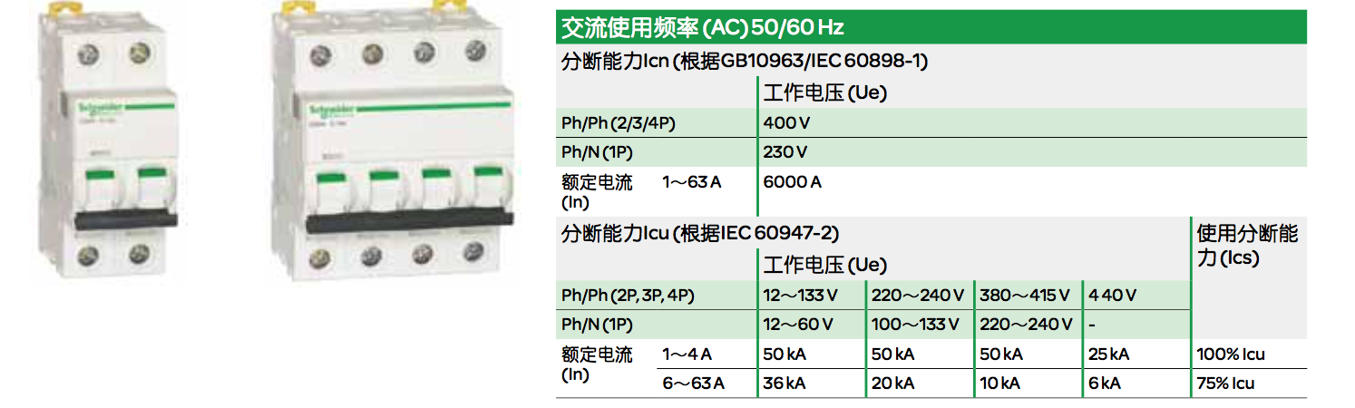 施耐德IC65N,EA9系列斷路器的脫扣曲線有哪幾種？